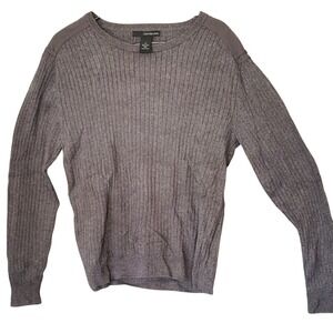 Calvin Klein Sweater Men Large Gray Extra Fine Merino Wool Pullover V-Neck Knit